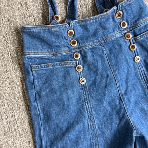 Anthropologie Pilcro And The Letterpress Bibbed Denim Wide Leg Jumpsuit Size 29 - Picture 6 of 13